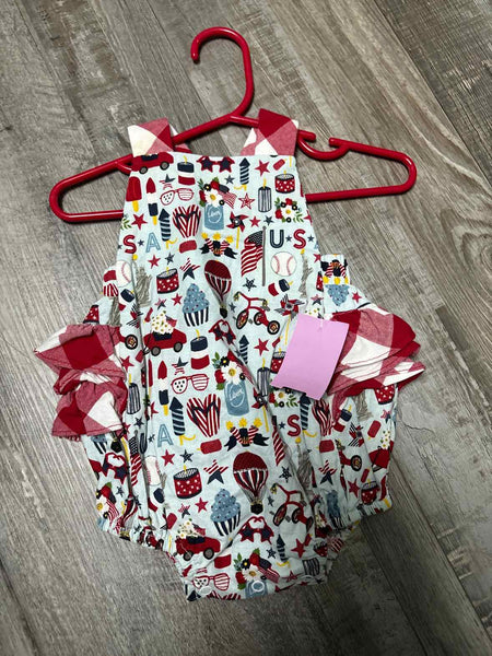 0-3 months RicRac & Ruffles romper